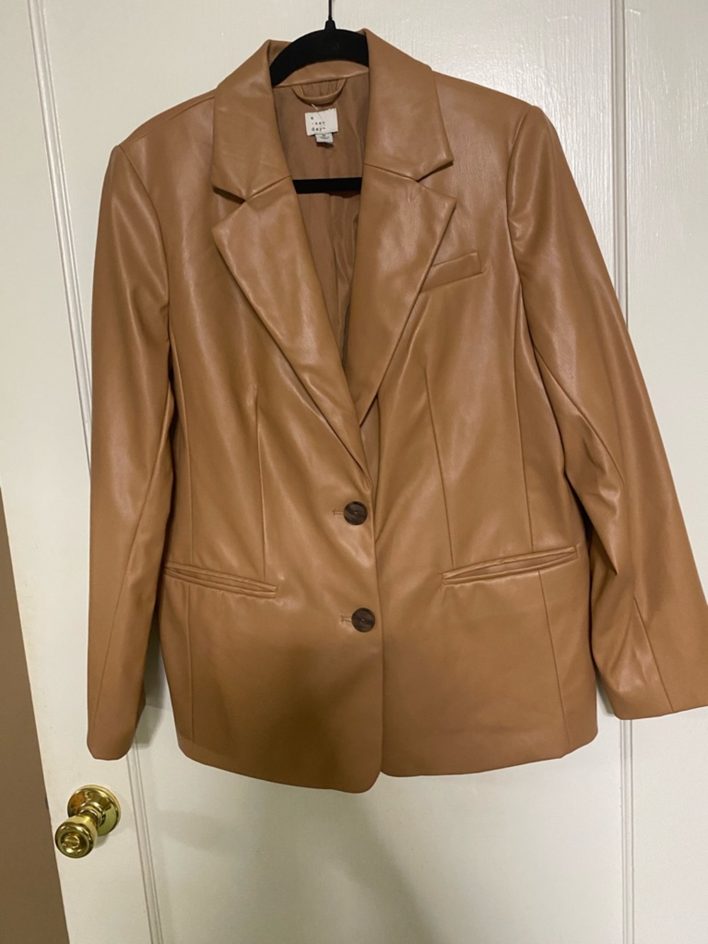 A New Day Faux Leather Blazer in Camel Brown, lined